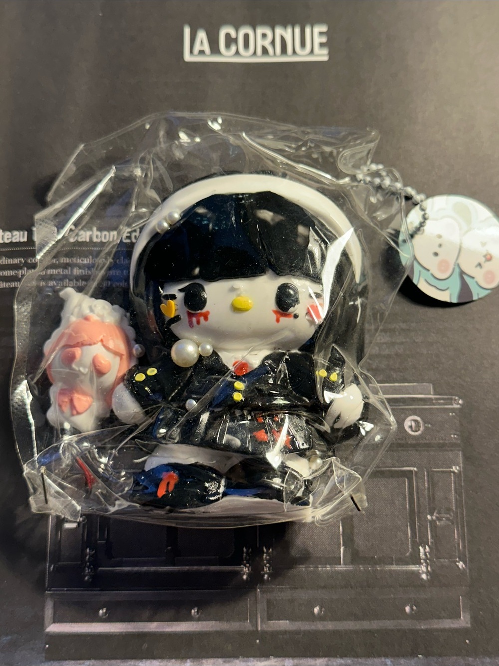 A CORNUE x Kawaii Black Gothic Doll Squishy Bag Charm